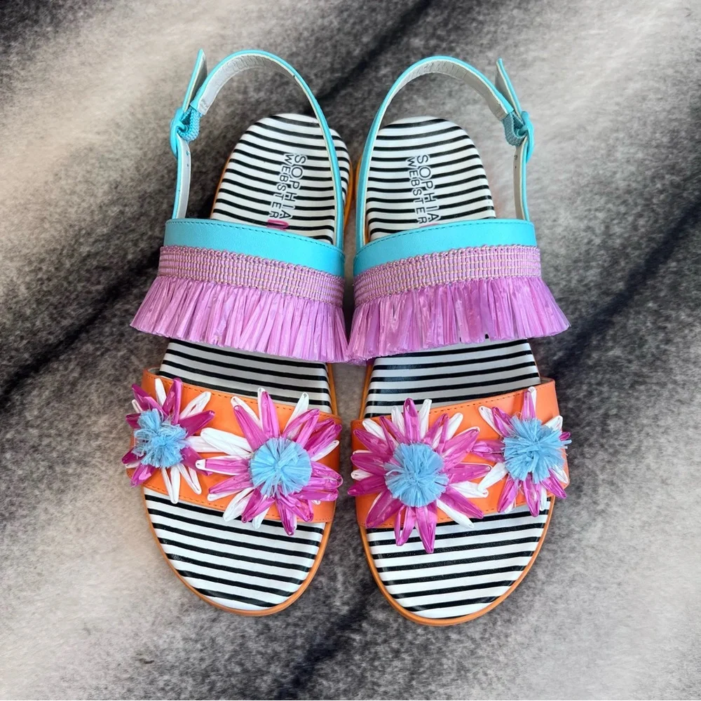 Sophia Webster Jute Flower Sandals